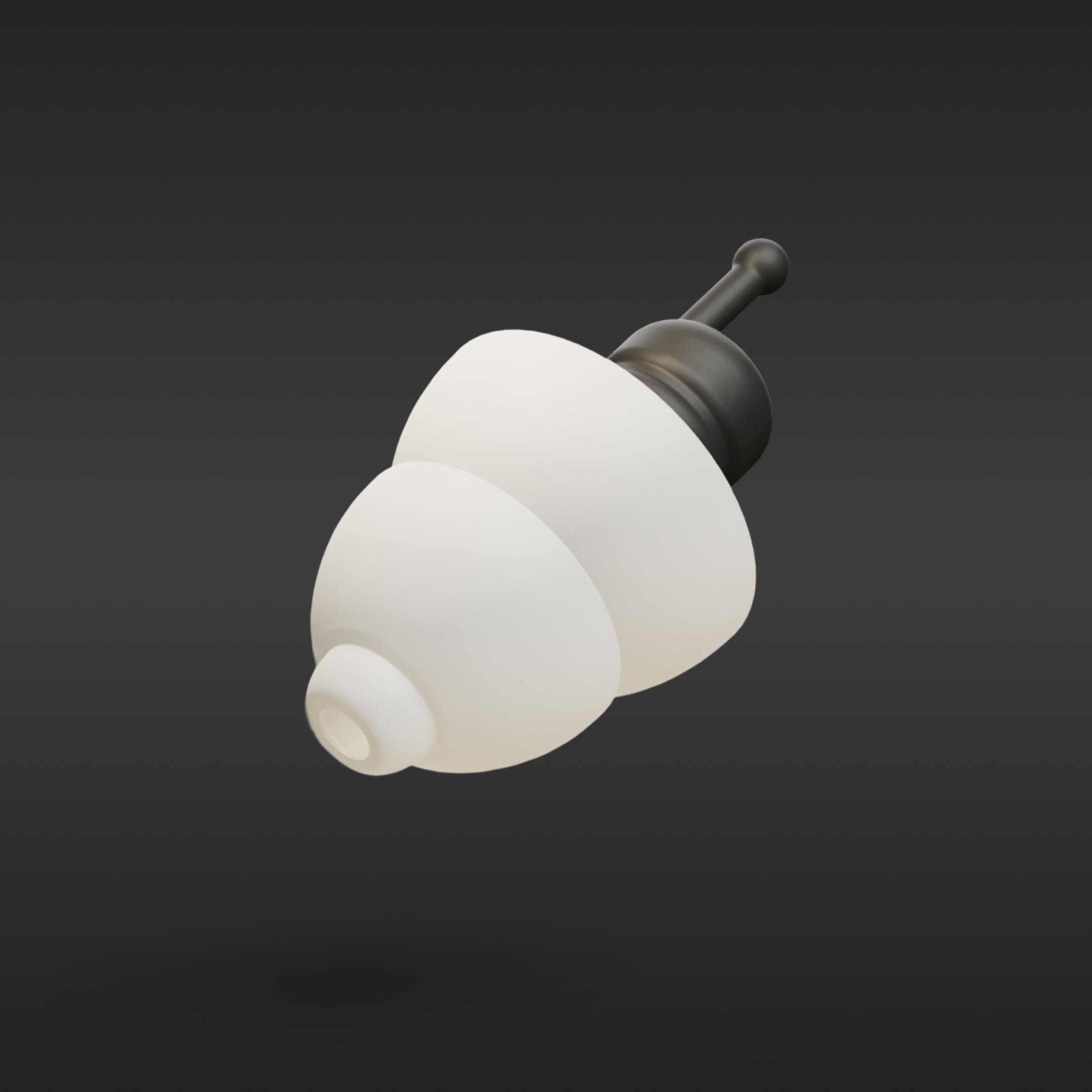 Alpine MotoSafe Tour earplug with white double-flange tip and black filter stem, angled view
