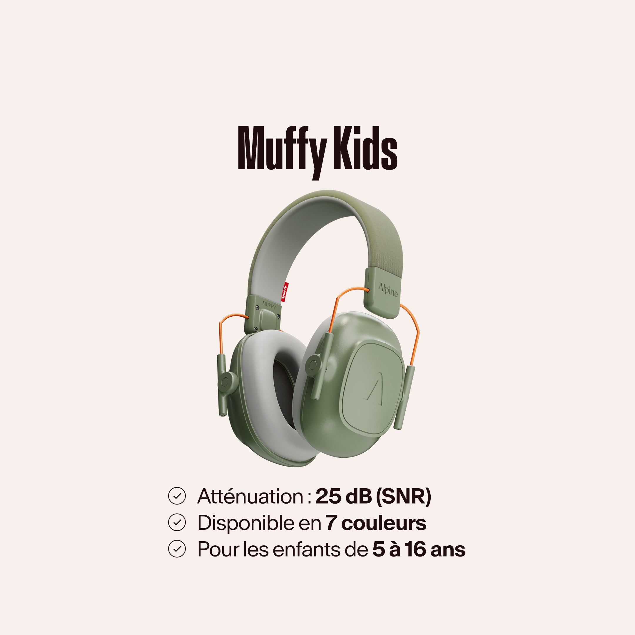 Casque antibruit Alpine Muffy Kids avec le texte &