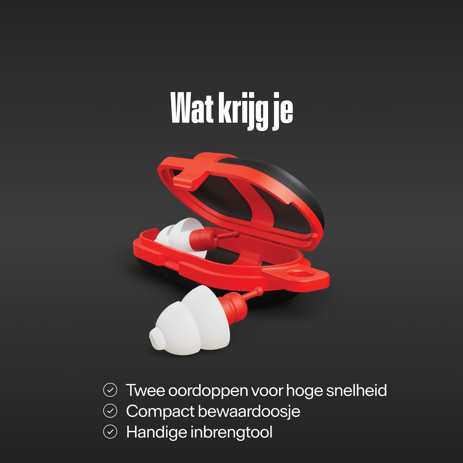 Alpine MotoSafe Sport oordoppen en rood etui onder de tekst &