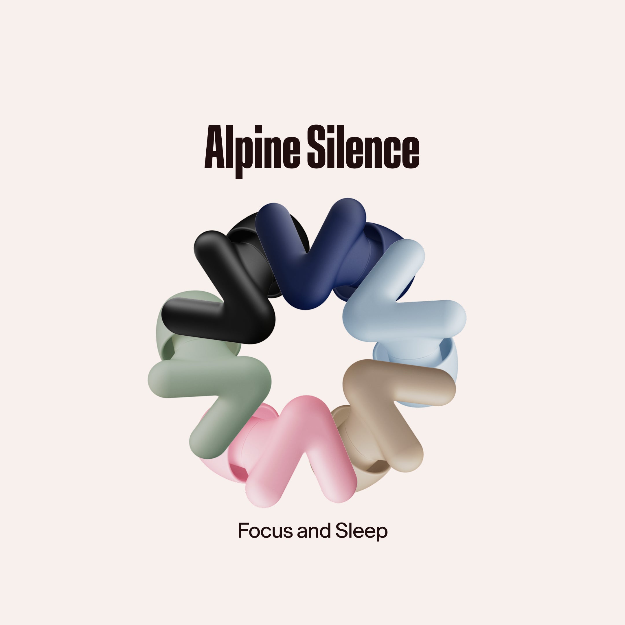Alpine Silence earplugs in multiple colors arranged in a circle, with the text &